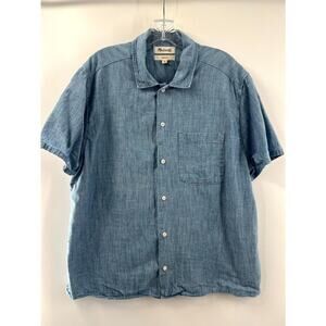 Madewell Men's Blue Cotton Striped Short Sleeve Button Down Shirt Size Large